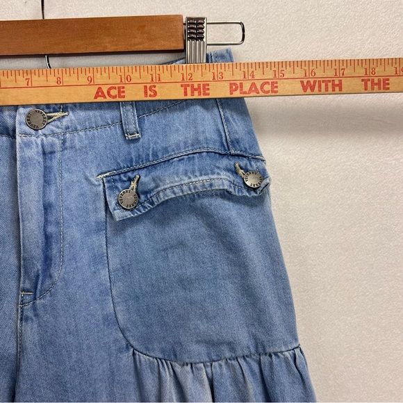 Veveret Light Wash Ankle Drawstring Jeans Size Small Baggy Balloon Pants - Picture 8 of 14